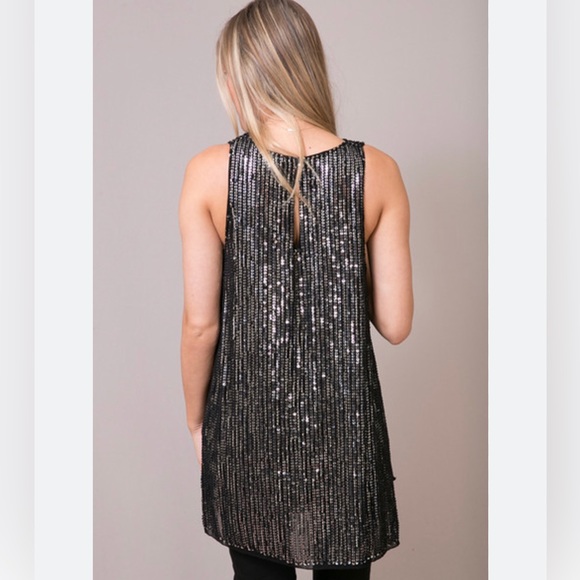 Mini Black Sequin Trapeze Dress endless rose - Picture 1 of 11